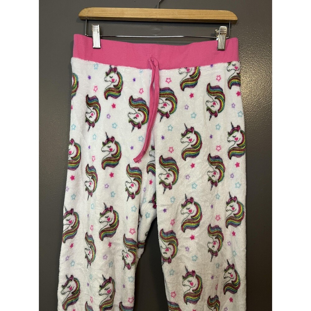 Unicorn Pajama Pants Womens XL Rainbow Fleece Lounge Sleep Drawstring Plush